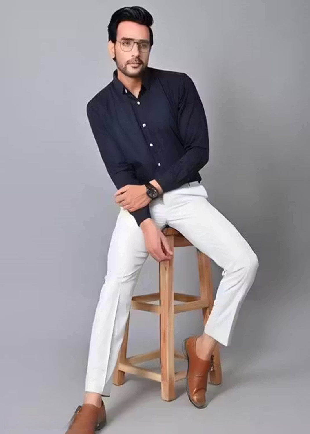 Image of BRDFASHION Slim Fit Men White Trousers