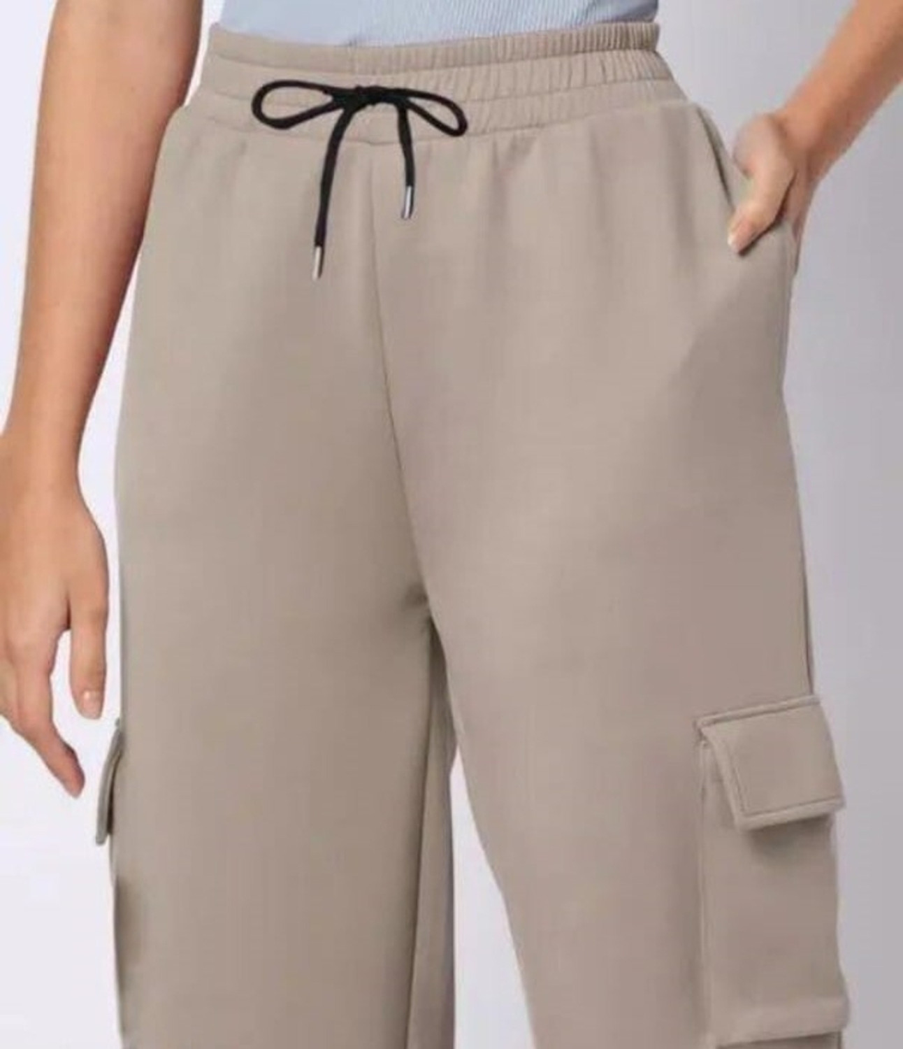 Image of Purser Loose Fit Women Beige, Black Trousers
