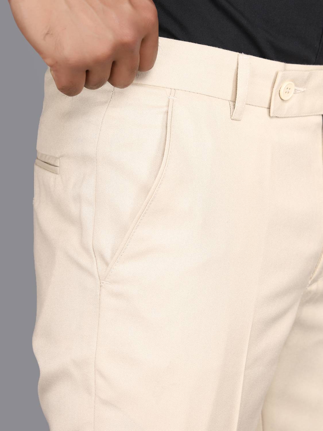 El Cielo Regular Fit Men Beige Trousers - Image 3