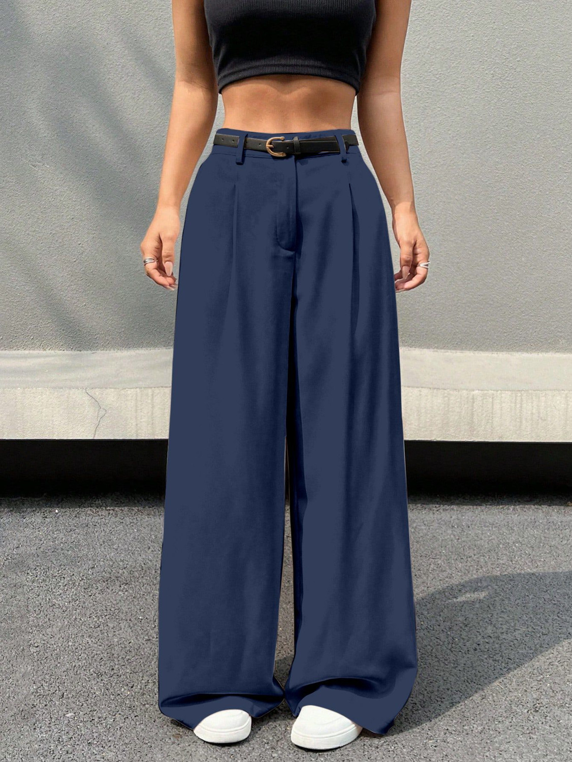 Image of Aahwan Straight Fit Women Dark Blue Trousers