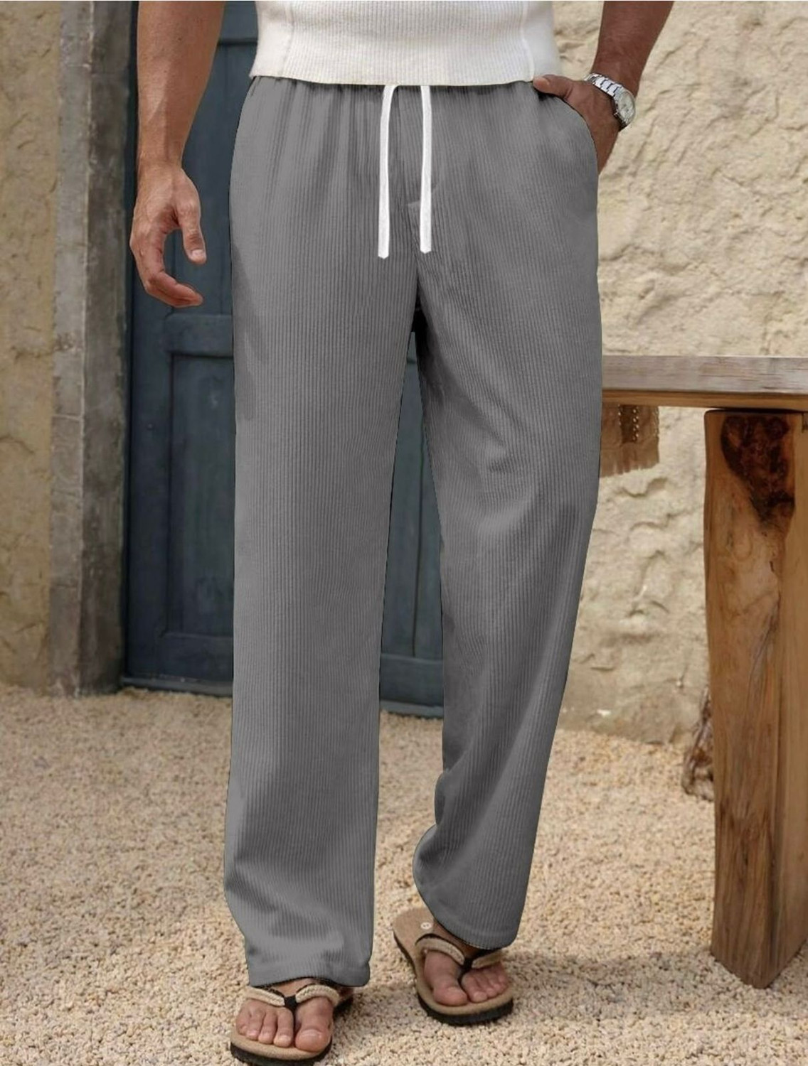 Image of SPOQUE Loose Fit Men Grey Trousers