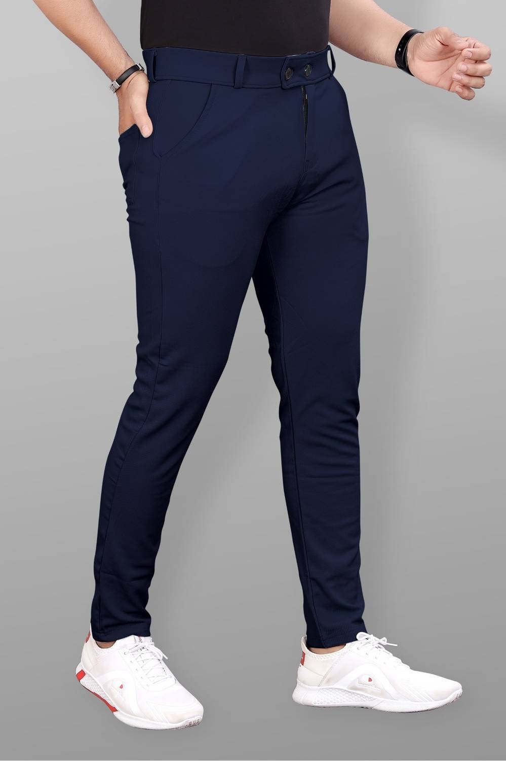 COMBRAIDED Slim Fit Blue Trousers - Image 1