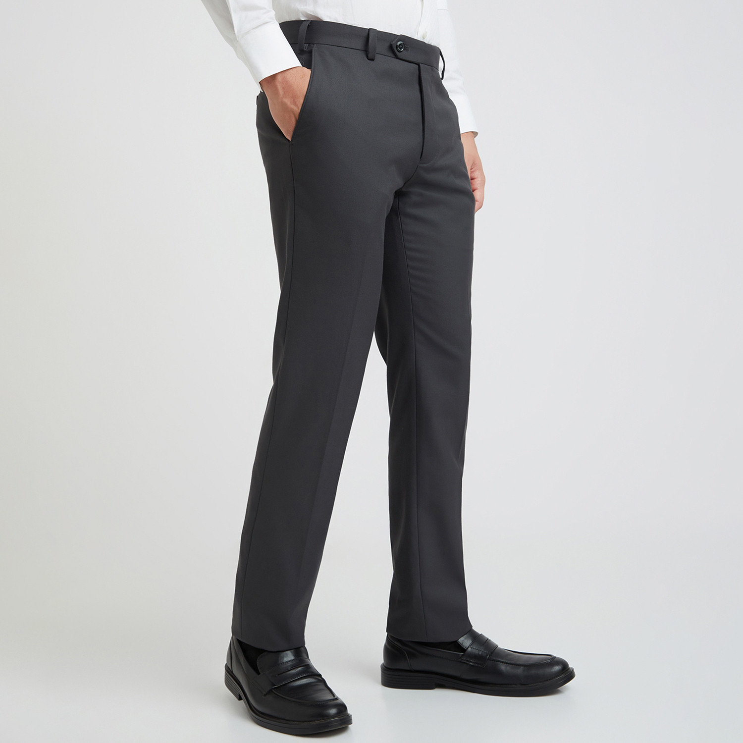 Image of Raymond Slim Fit Men Grey Trousers