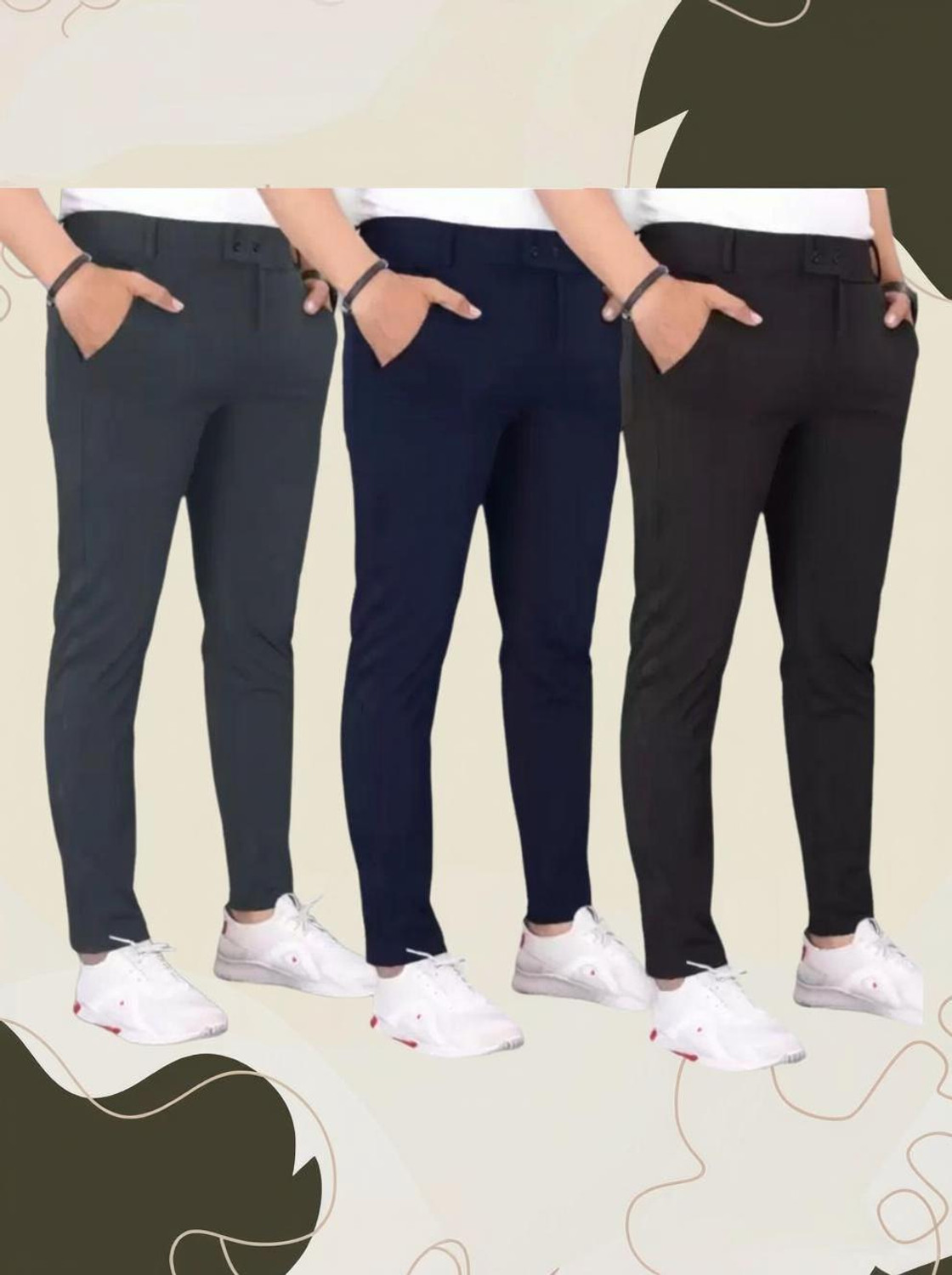 Image of Achalnath Enterprises Regular Fit Men Black, Blue, Grey Trousers
