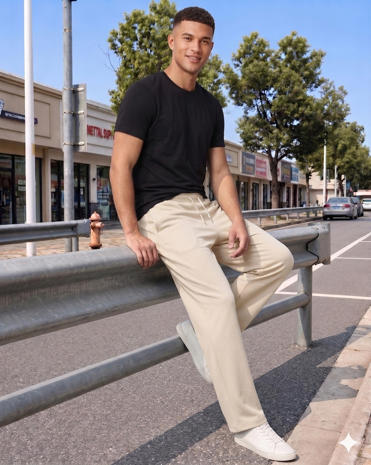 Image of METRONAUT Loose Fit Men Beige Trousers