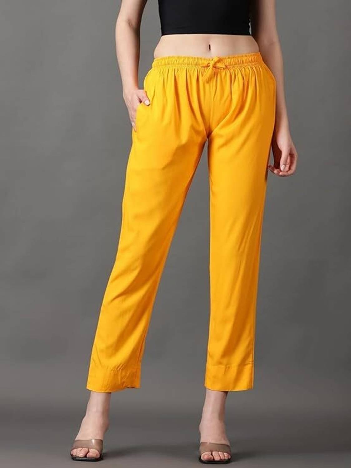 CADILA Comfort Fit Women Yellow Trousers