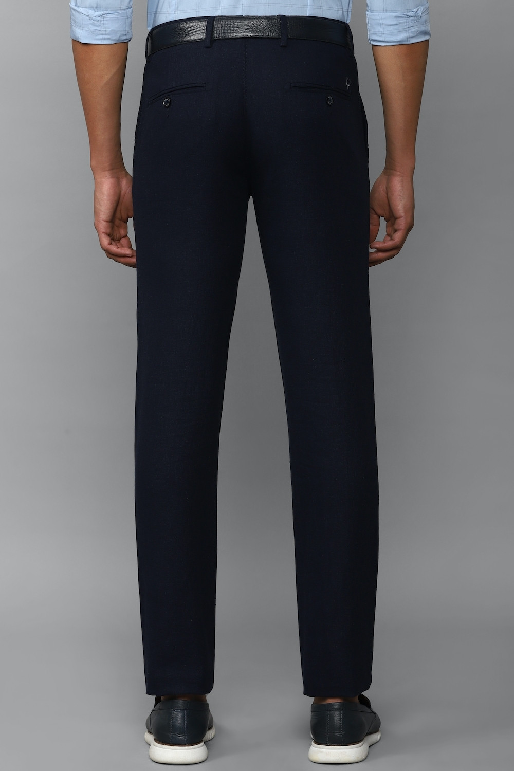 Image of Allen Solly Slim Fit Men Dark Blue Trousers