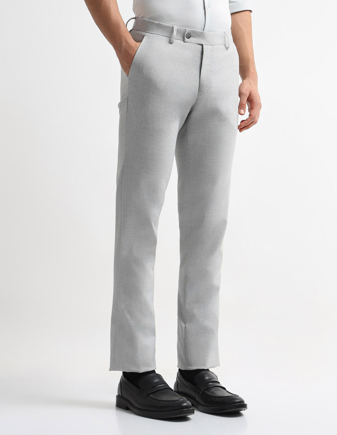 Image of ARROW Tapered Men Grey Trousers
