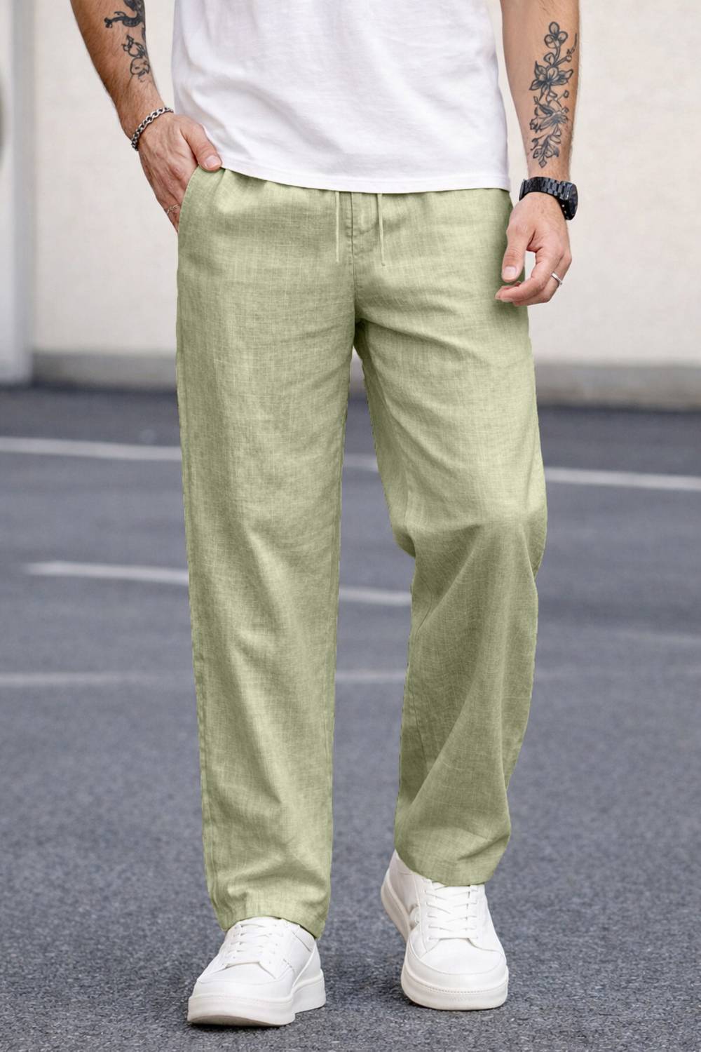 MOTREX Slim Fit Men Light Green Trousers - Image 4