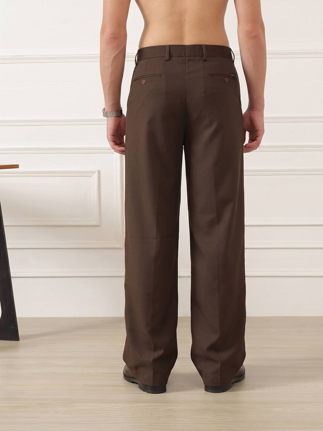 DENNISON Loose Fit Men Brown Trousers - Image 4