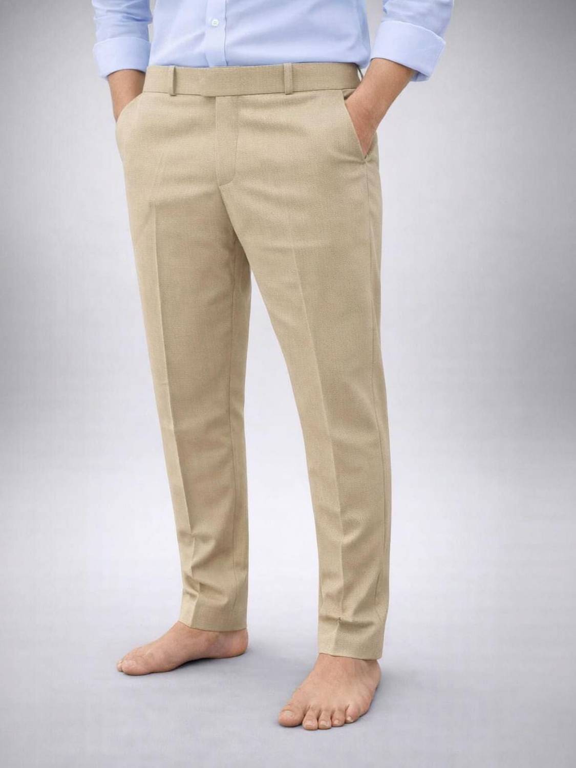 AKAZ Slim Fit Men Beige Trousers