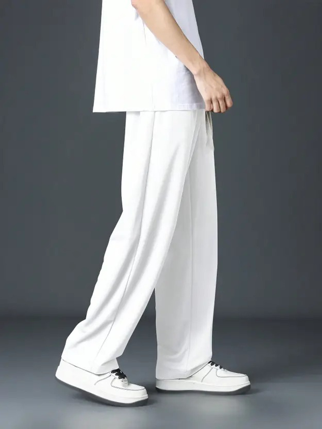 Image of LIBJA Regular Fit Men White Trousers