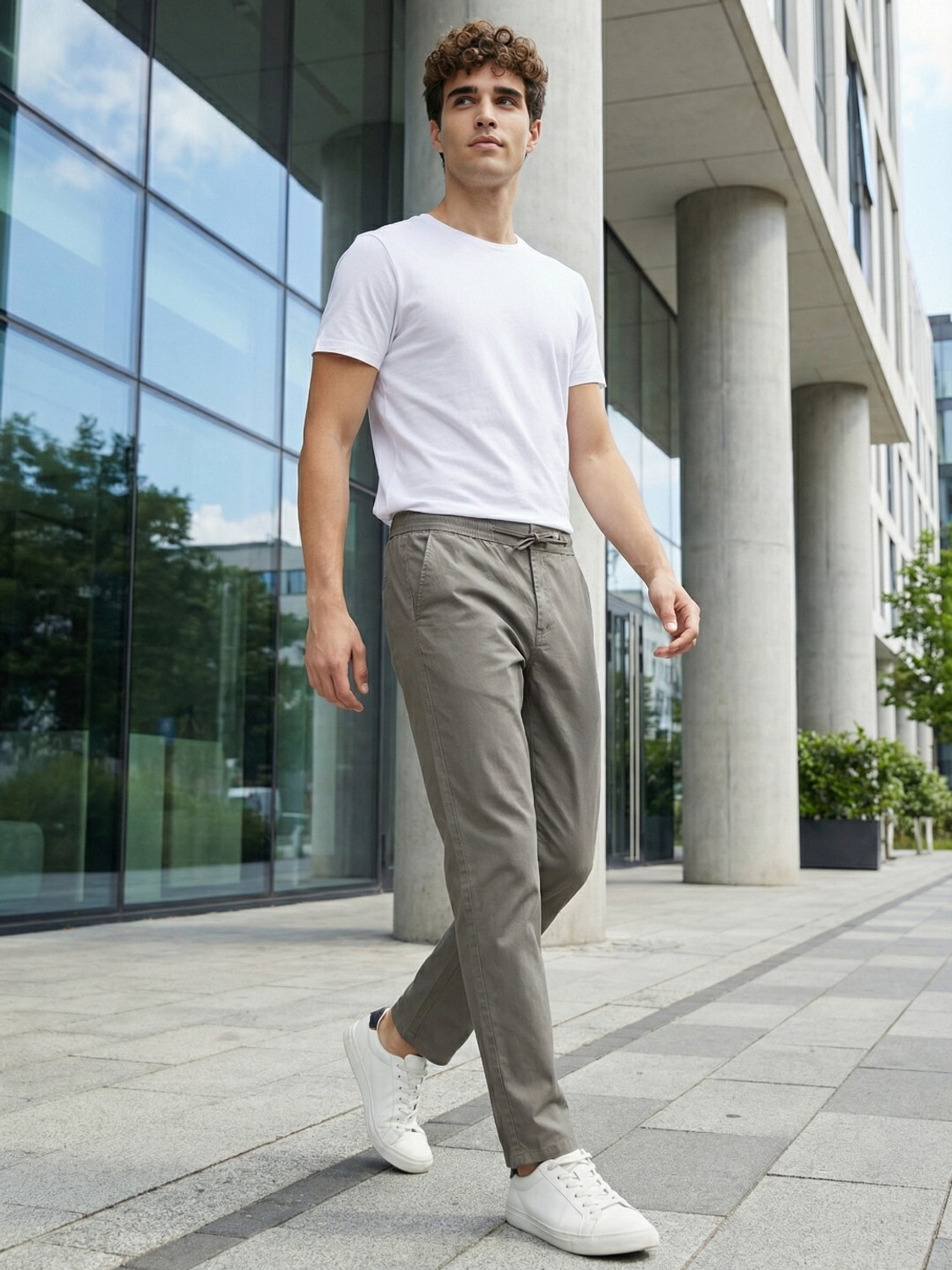 Image of PROVOGUE Slim Fit Men Grey Trousers