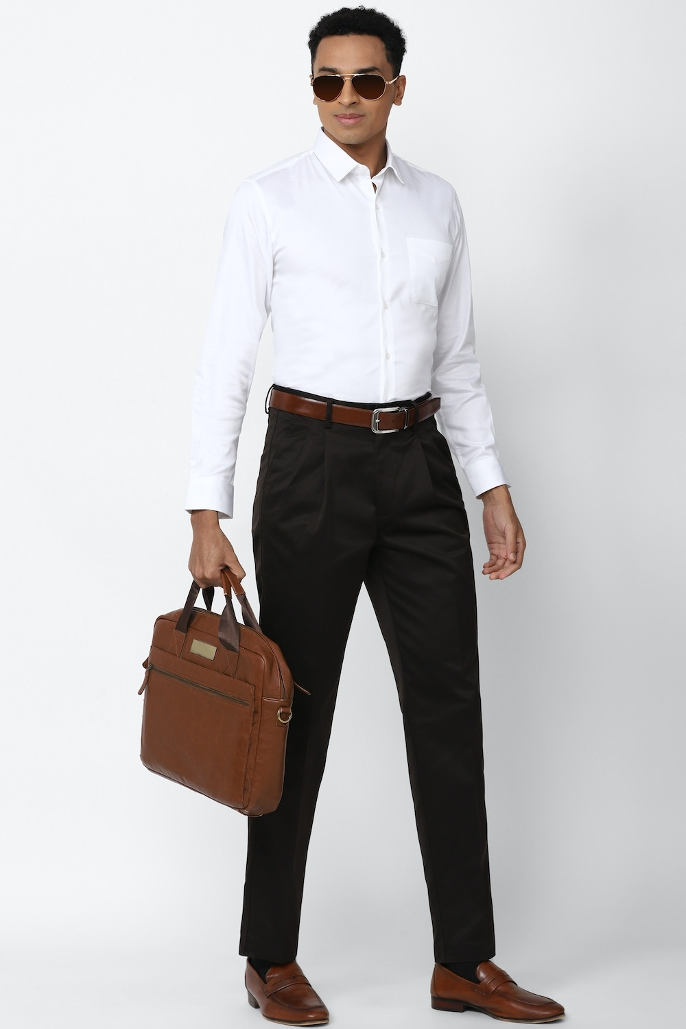 Image of PETER ENGLAND Regular Fit Men Black Trousers