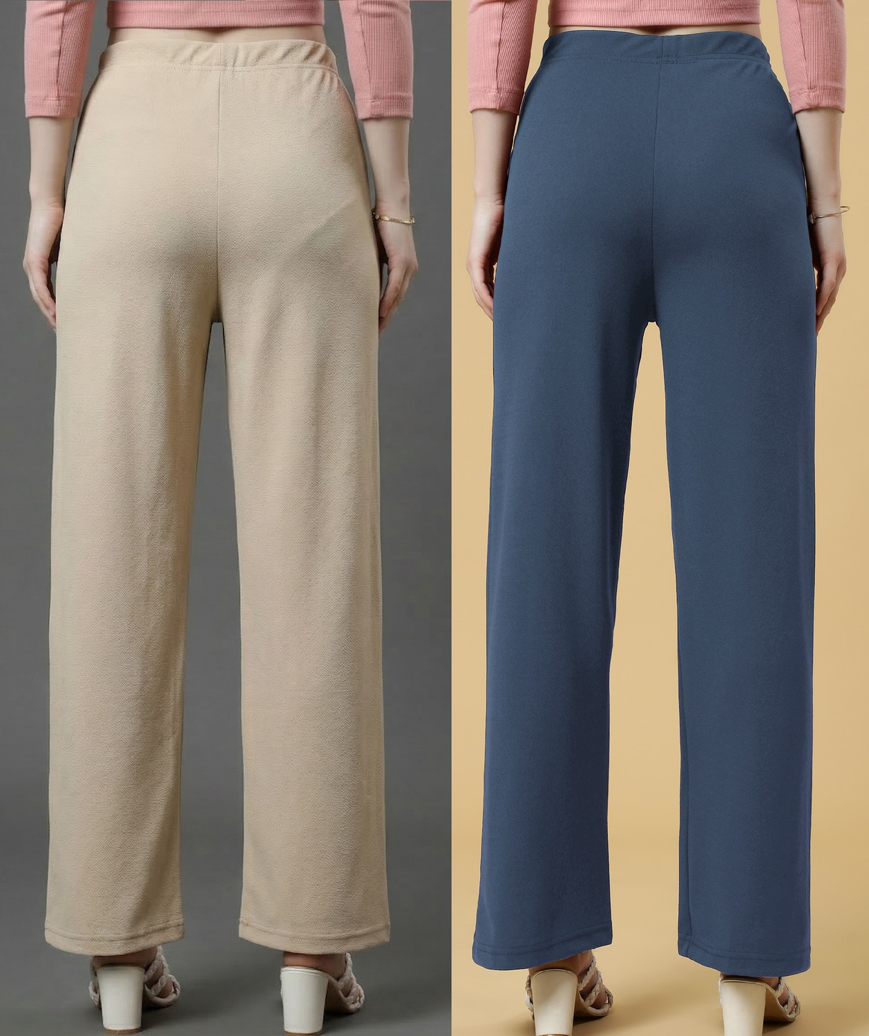 Image of Doil Domec Regular Fit Women Grey, Beige Trousers