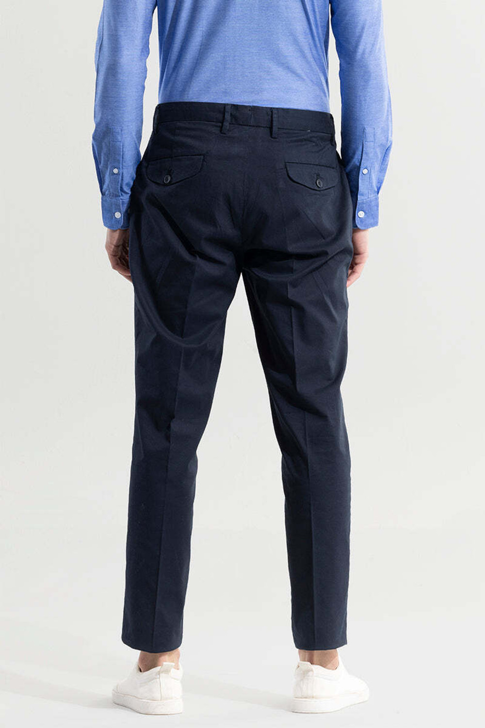 Image of Snitch Slim Fit Men Dark Blue Trousers