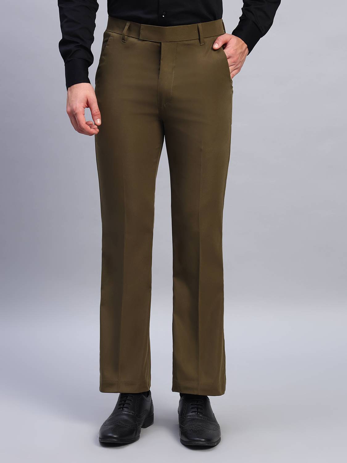 AXNIS Straight Fit Men Dark Green Trousers