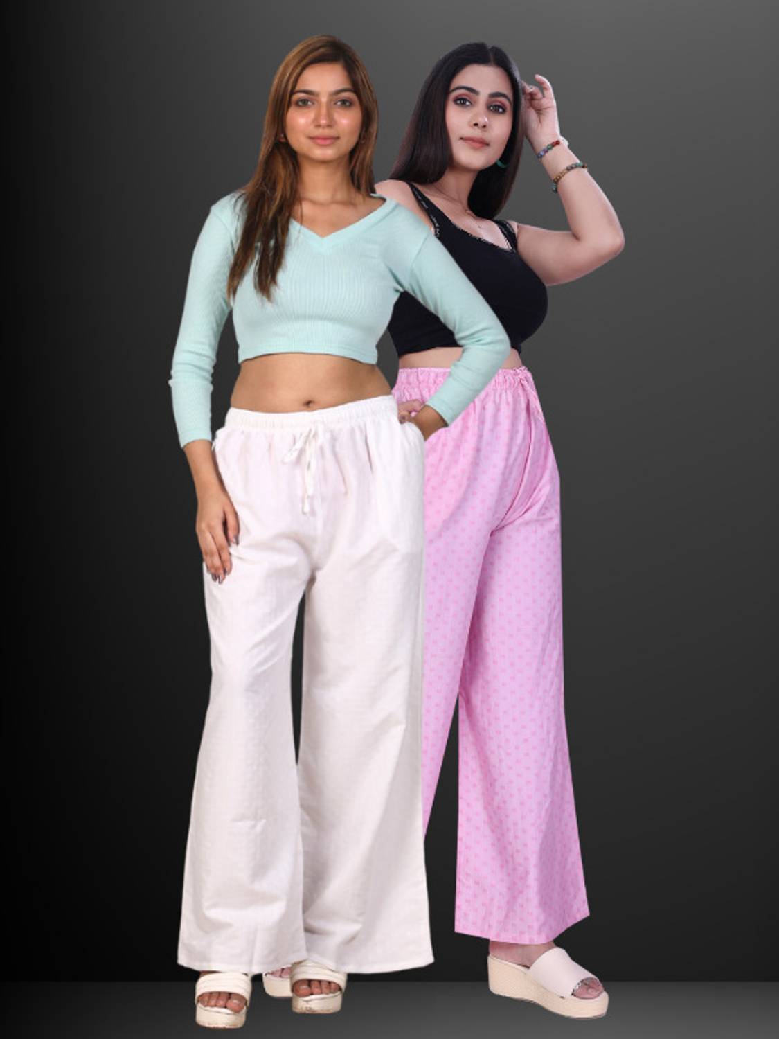 4K FASHION Relaxed Women White, Pink Trousers