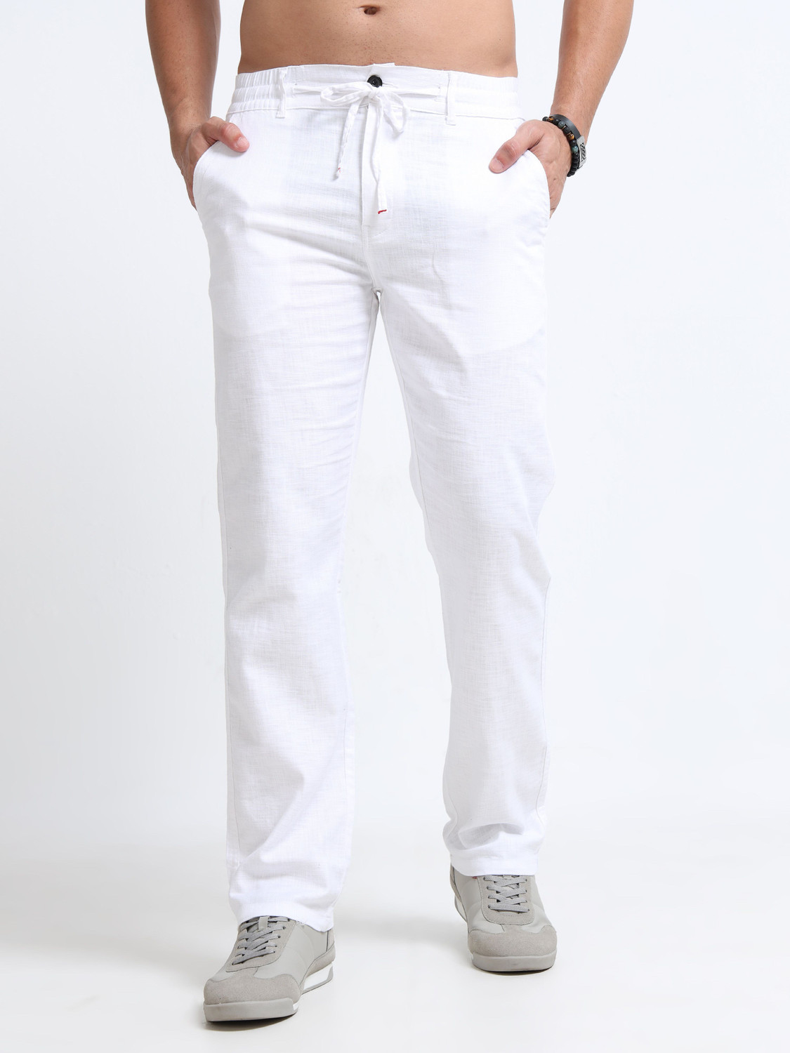 Image of VASTRAWEAR Straight Fit Men White Trousers