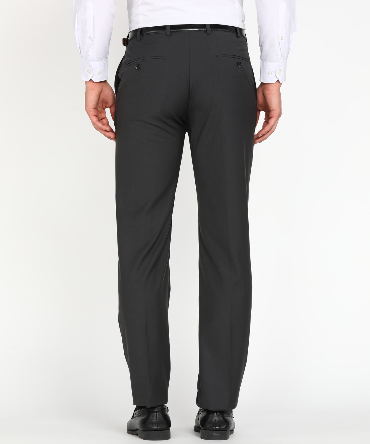 Image of PARK AVENUE Slim Fit Men Grey Trousers