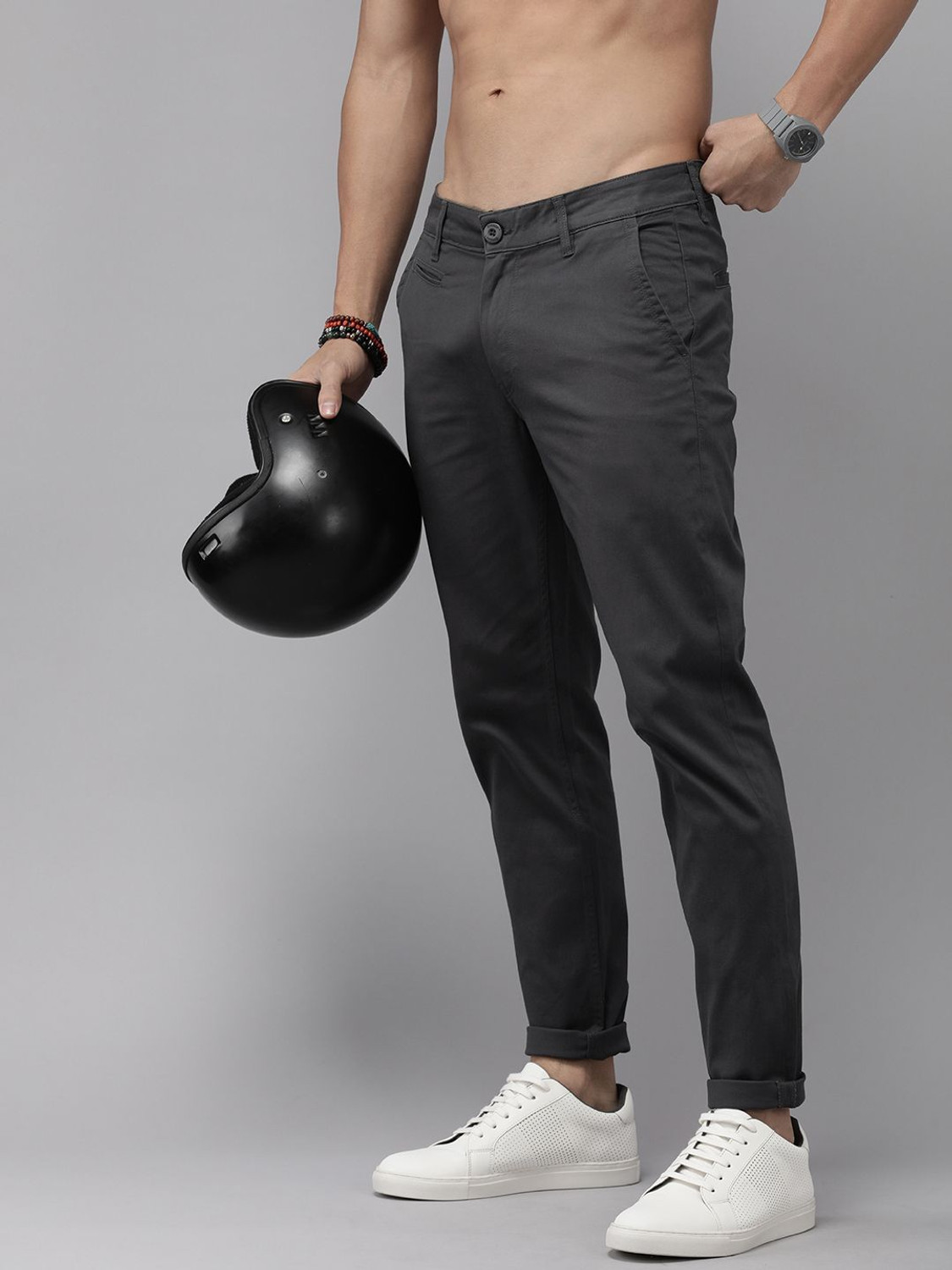 Image of Roadster Regular Fit Men Black Trousers