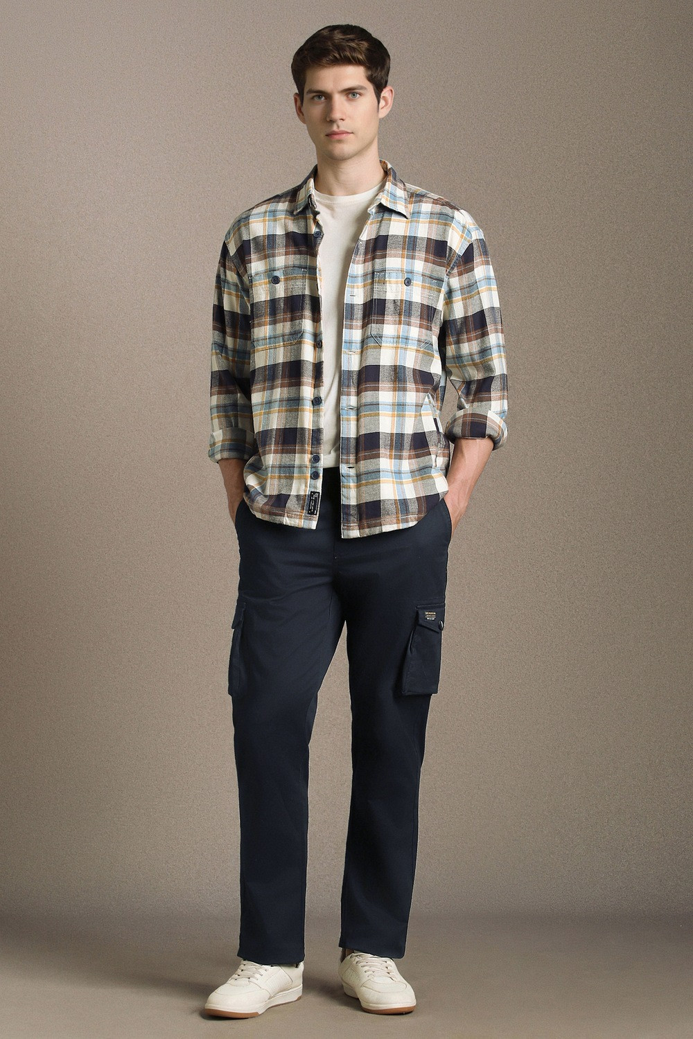 Image of LOUIS PHILIPPE Regular Fit Men Dark Blue Trousers