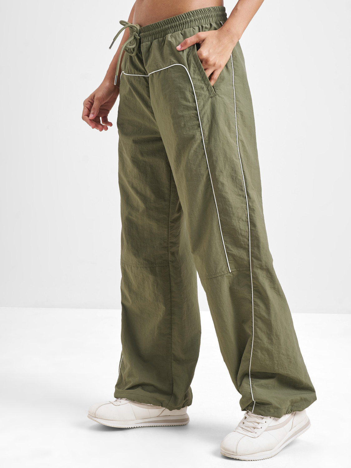 Image of Tokyo Talkies Straight Fit Women Green Trousers