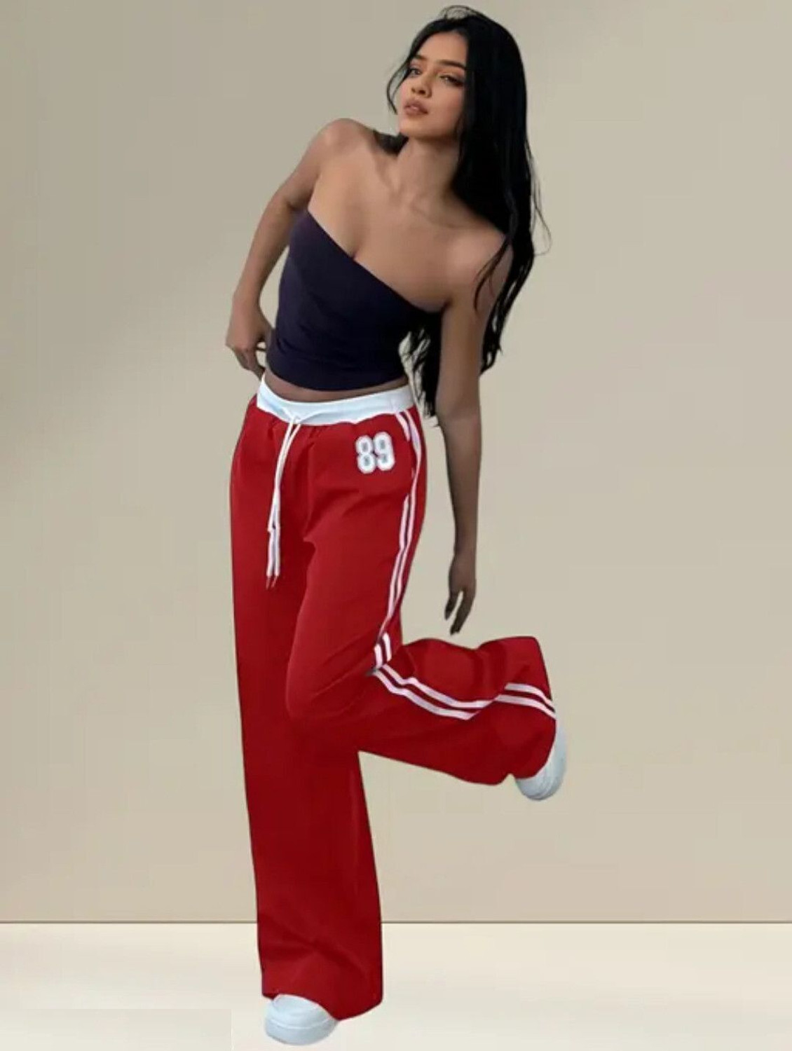 Image of GlamsyStyle Comfort Fit Women Red Trousers