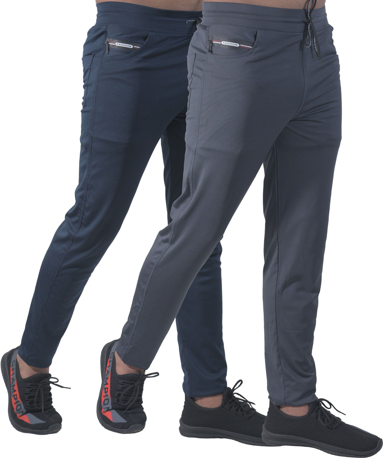 Image of ynam Regular Fit Men Blue, Grey Trousers
