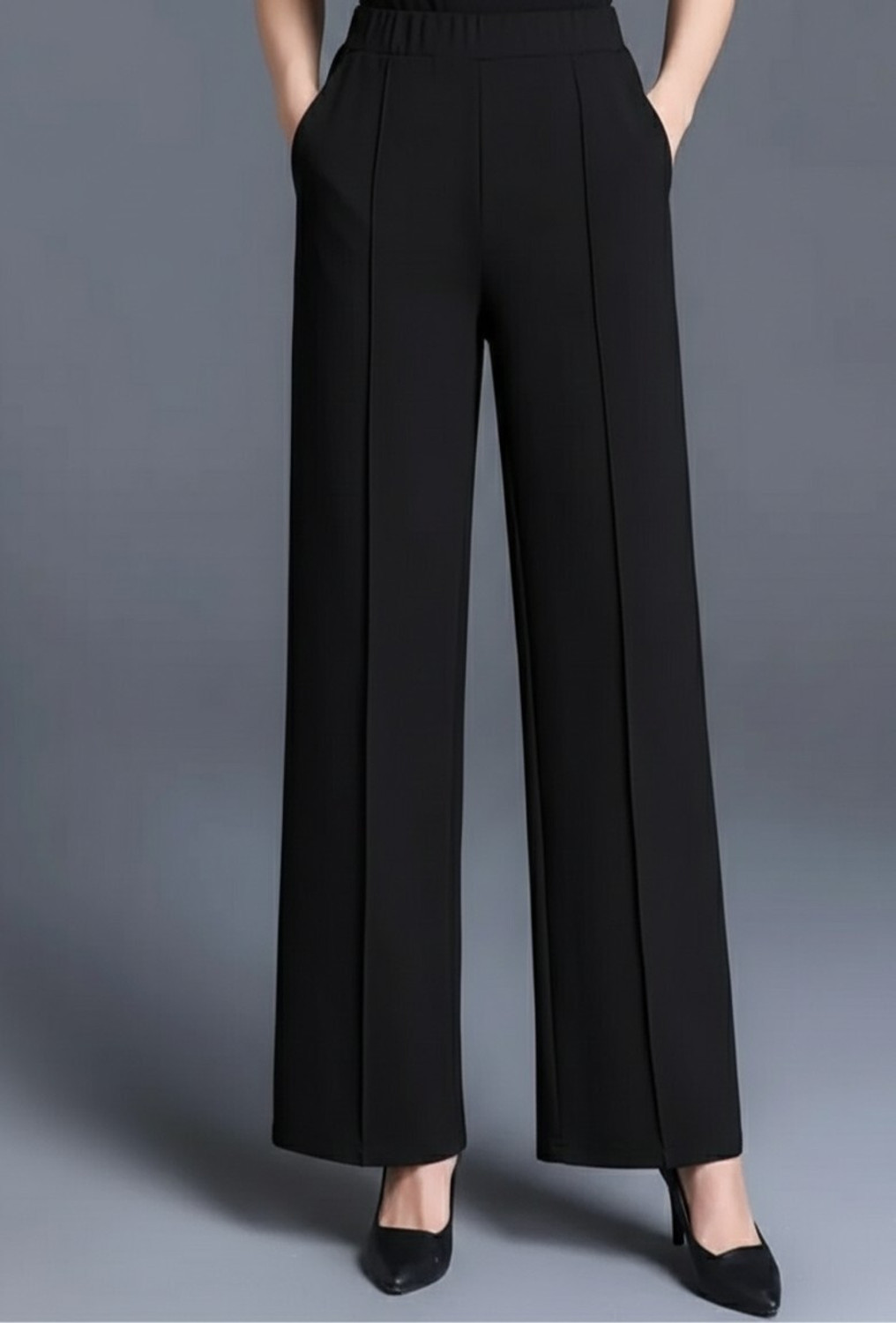 Image of Gheiebvdo Straight Fit Women Black Trousers