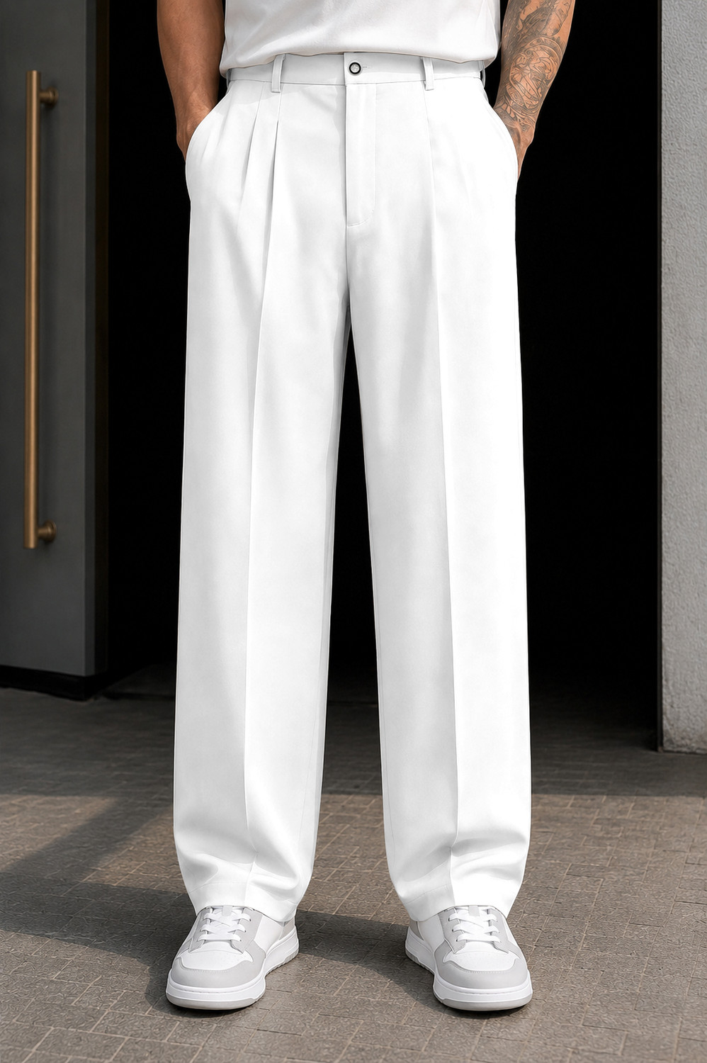 Image of FTX Loose Fit Men White Trousers