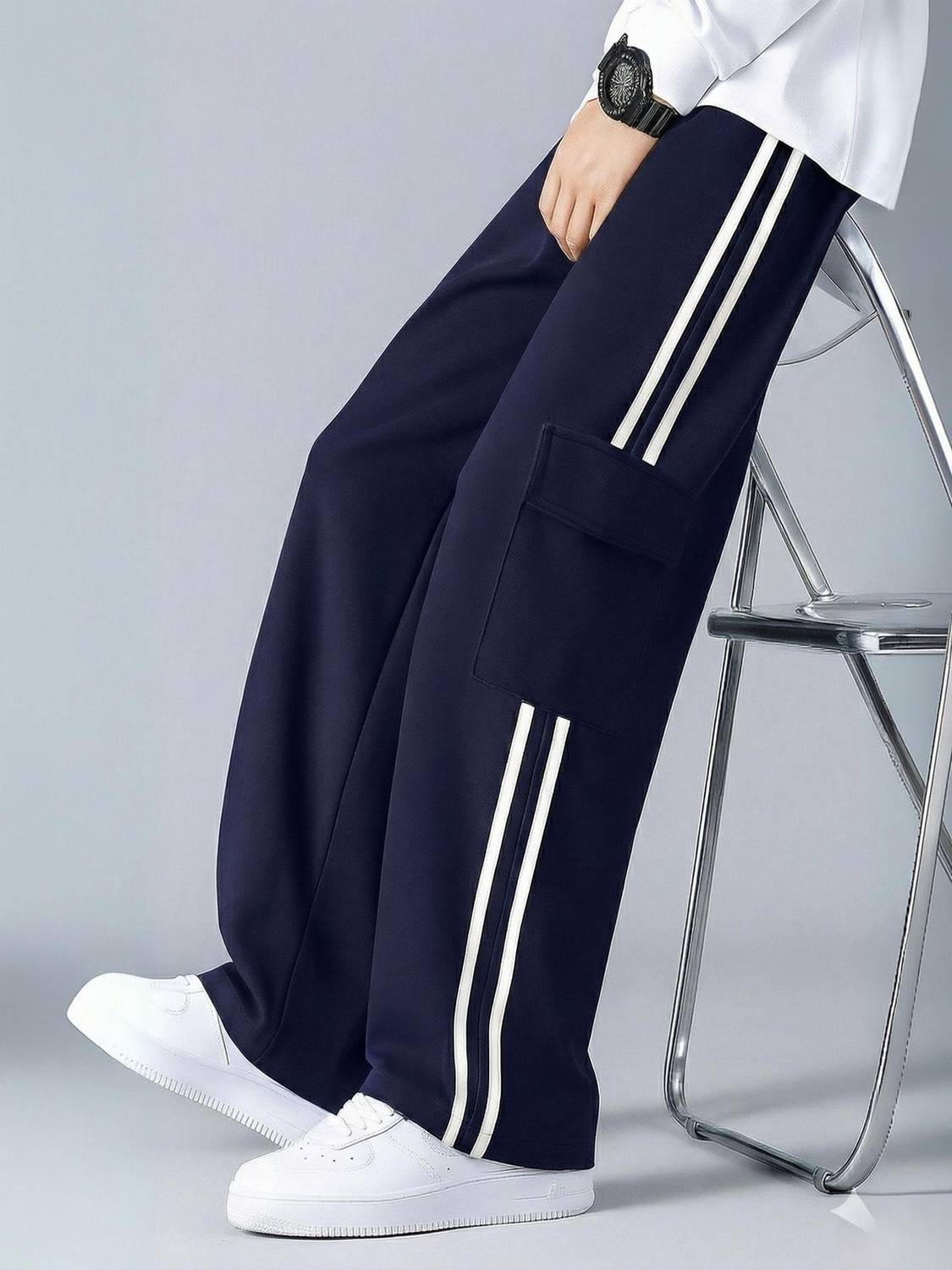 COMBRAIDED Loose Fit Men Blue Trousers - Image 2
