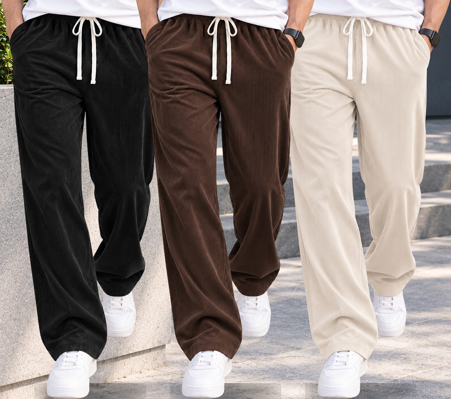 Image of METRONAUT Relaxed Men Multicolor Trousers