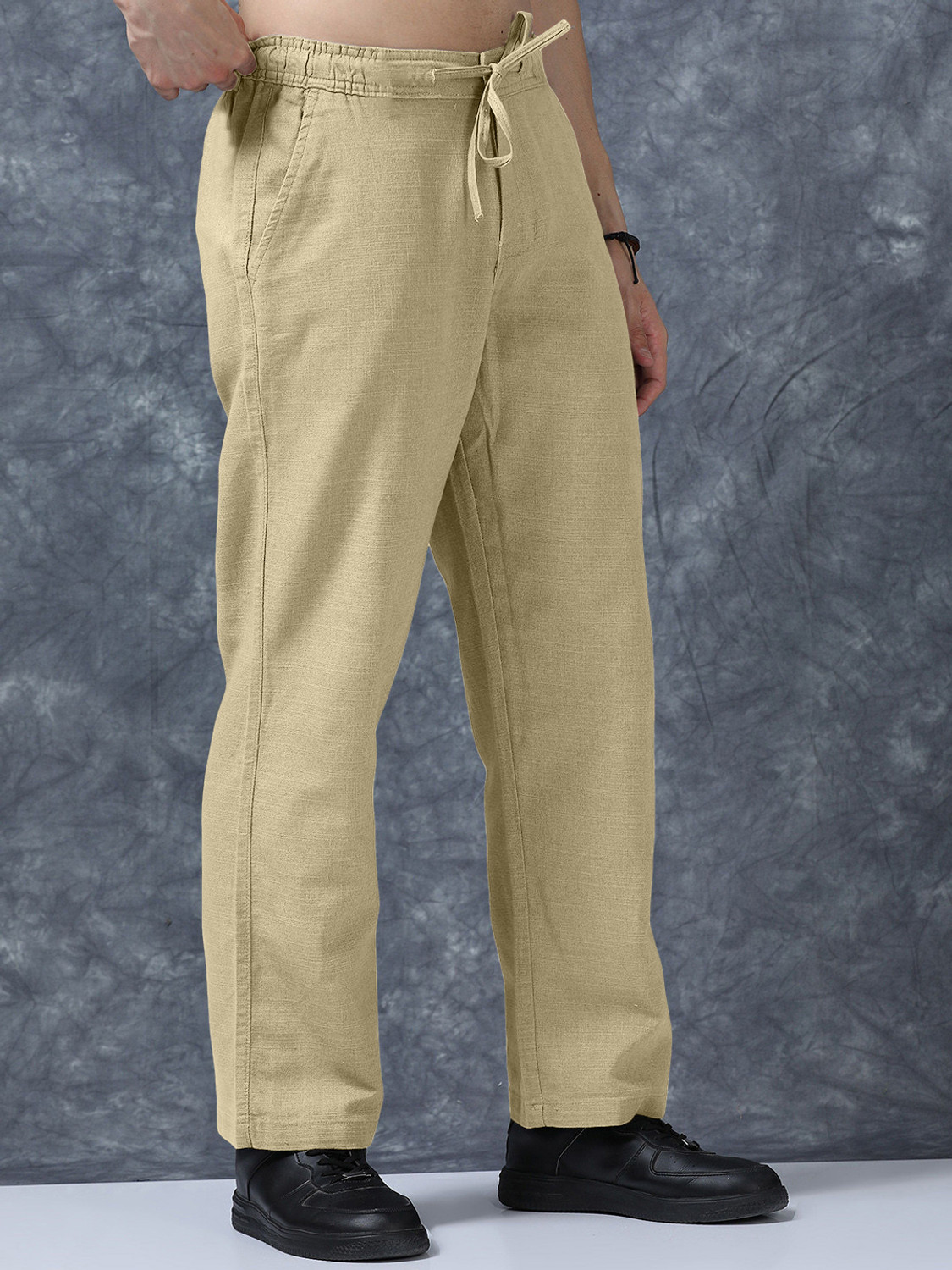 Image of Plus91 Relaxed Men Beige Trousers