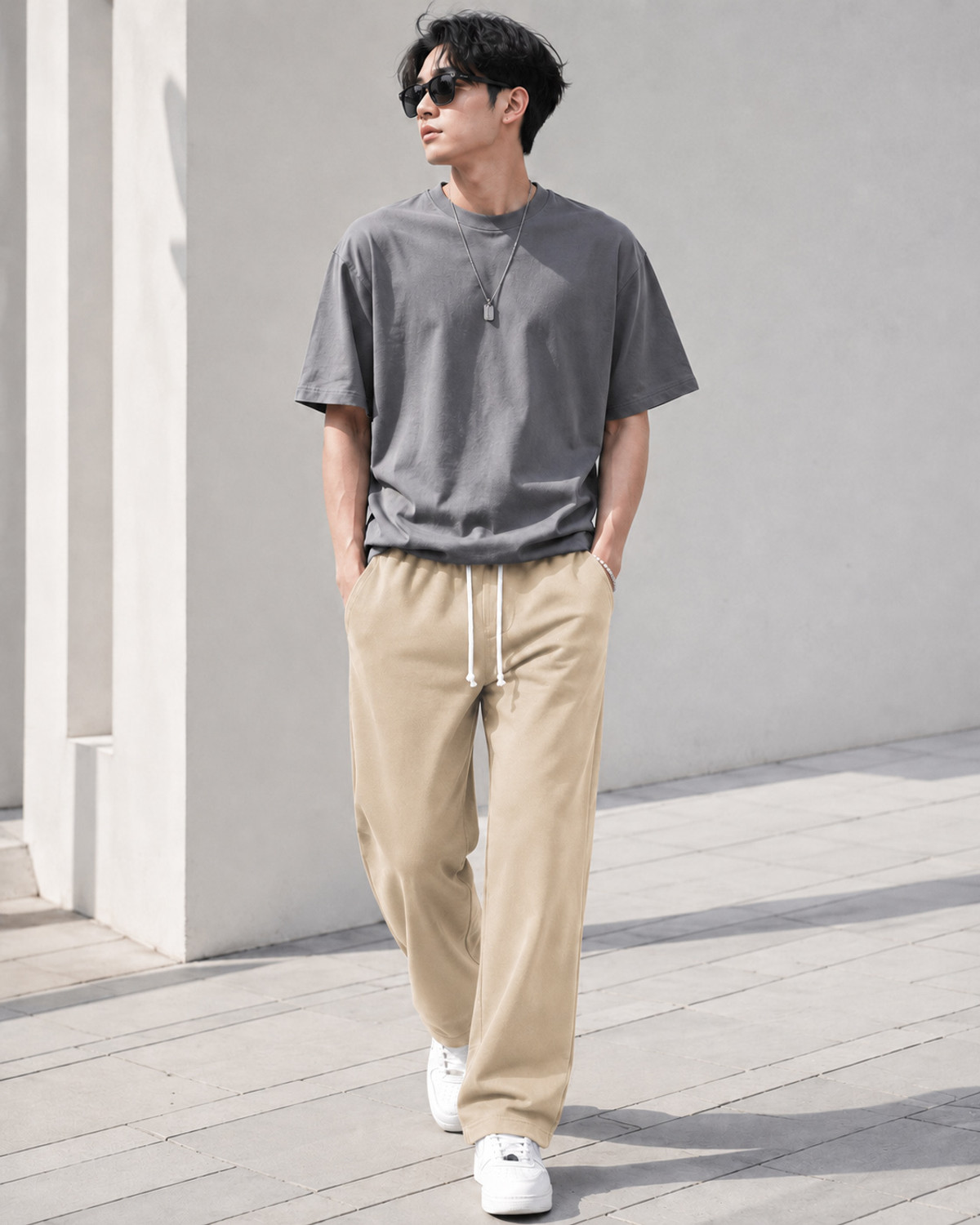 Image of METRONAUT Loose Fit Men Beige Trousers
