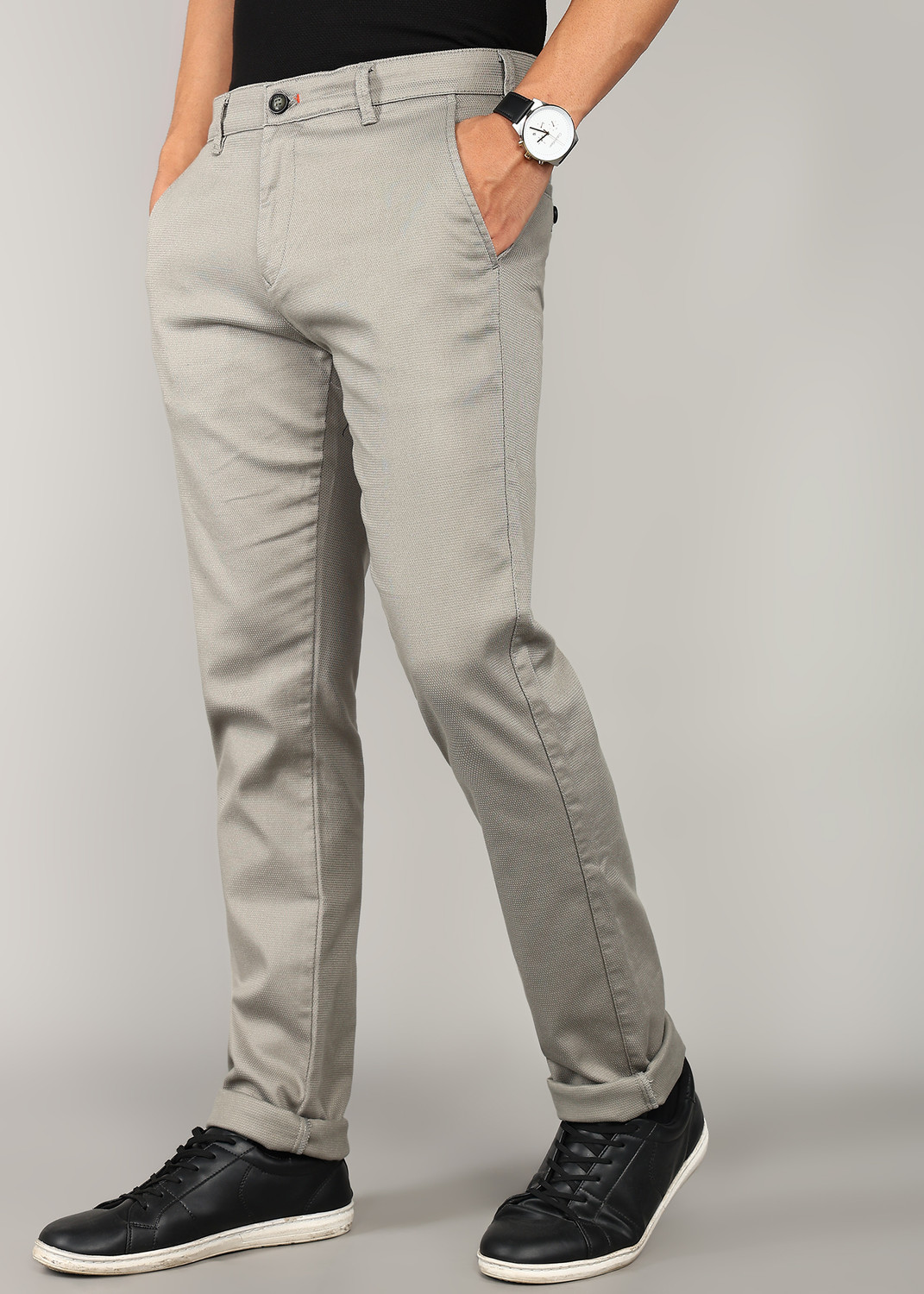 Image of KILLER Slim Fit Men Grey Trousers