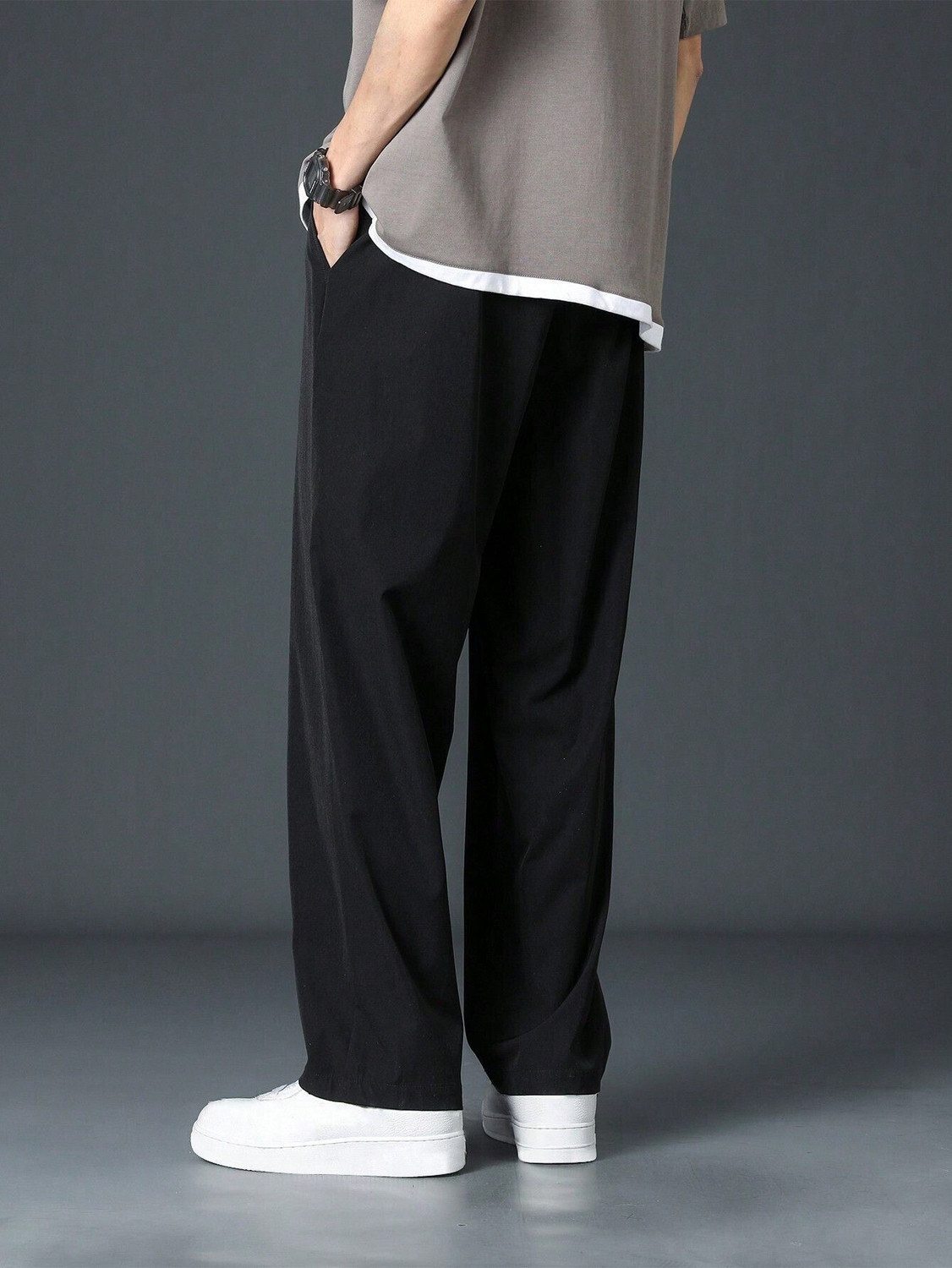 Image of Dockstreet Solid Men Black Track Pants