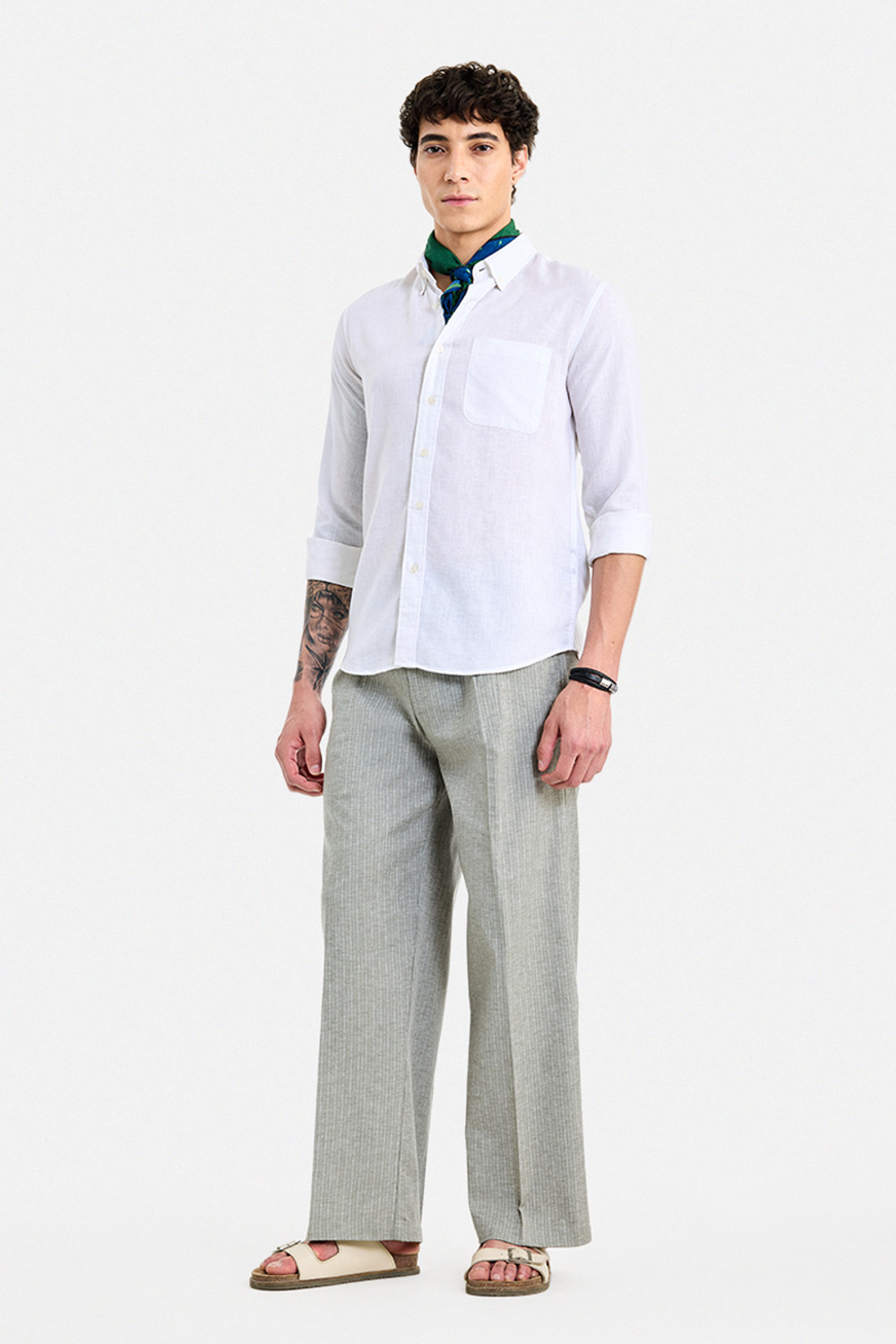 Image of Snitch Men Relaxed Green Polyester Trousers