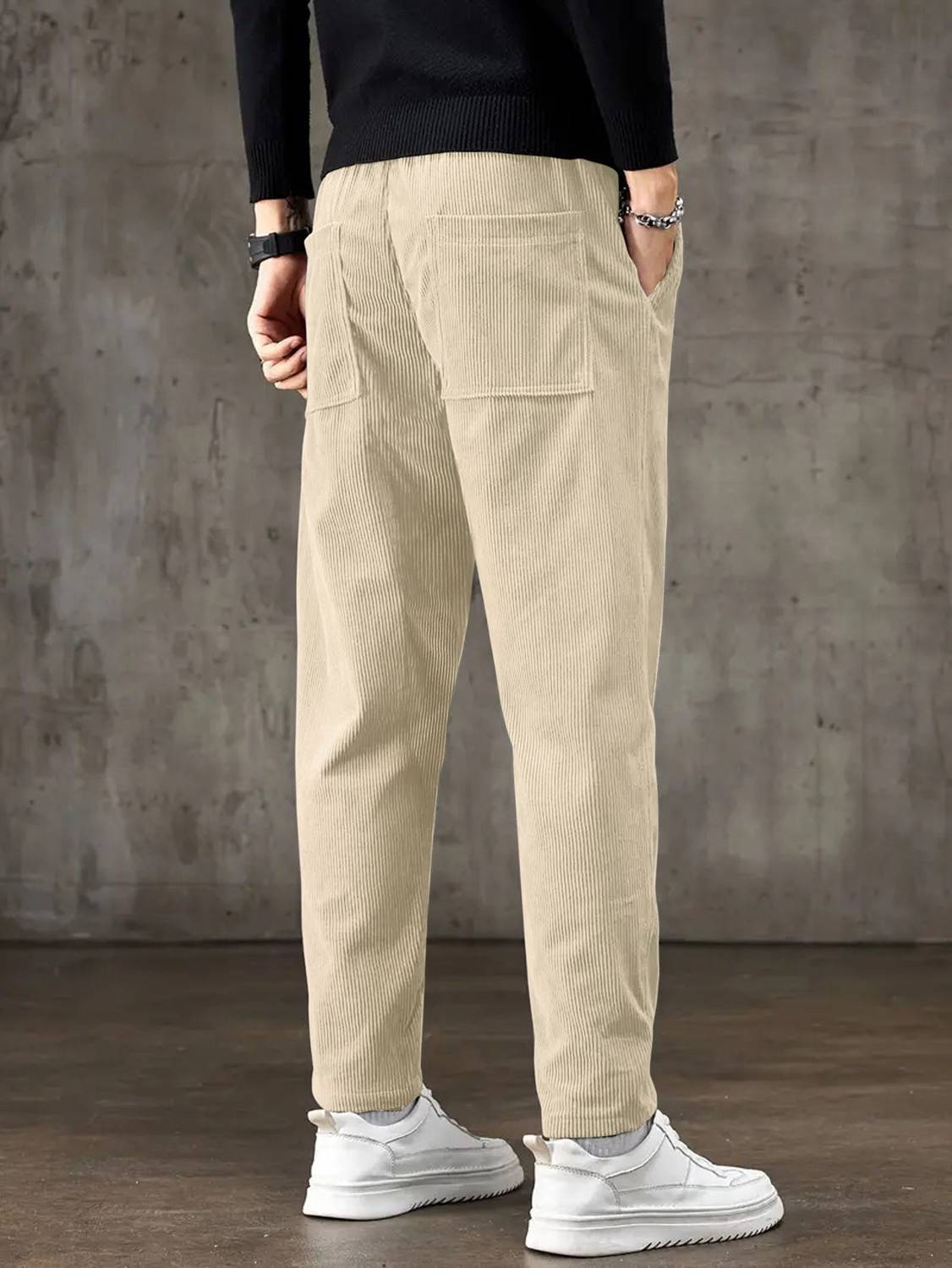 JexPuti Regular Fit Men Cream Trousers - Image 2