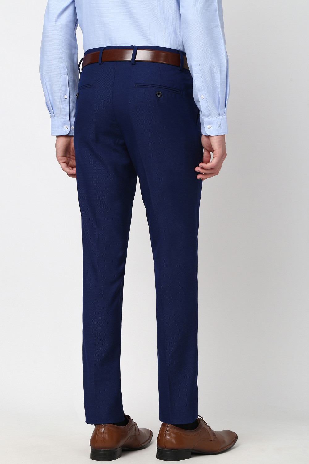 Image of PETER ENGLAND Slim Fit Men Blue Trousers