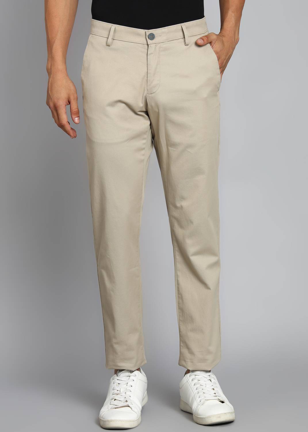 Allen Solly Regular Fit Men Cream Trousers