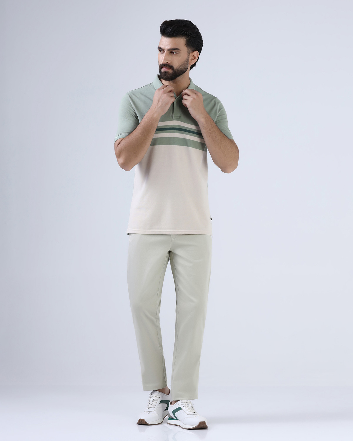 Image of Blackberrys Slim Fit Men Green Trousers