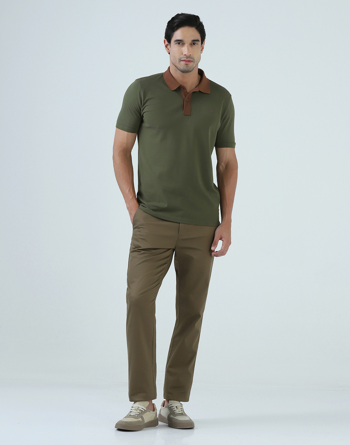 Image of Blackberrys Slim Fit Men Khaki Trousers