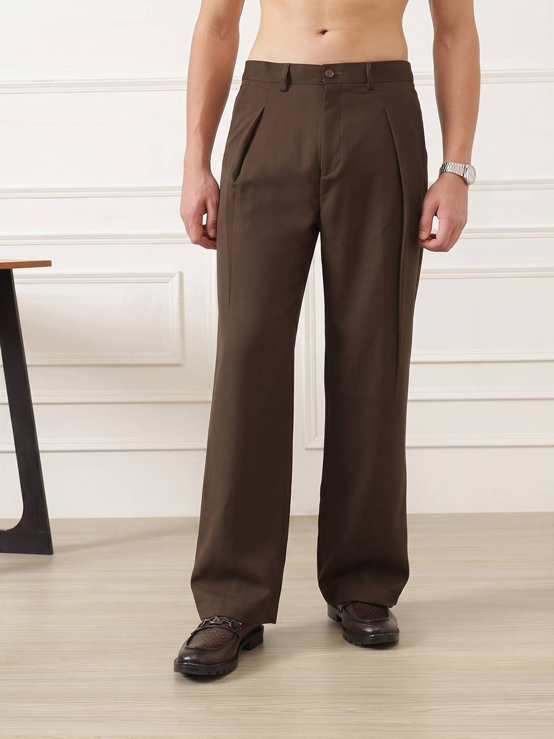 DENNISON Loose Fit Men Brown Trousers - Image 1