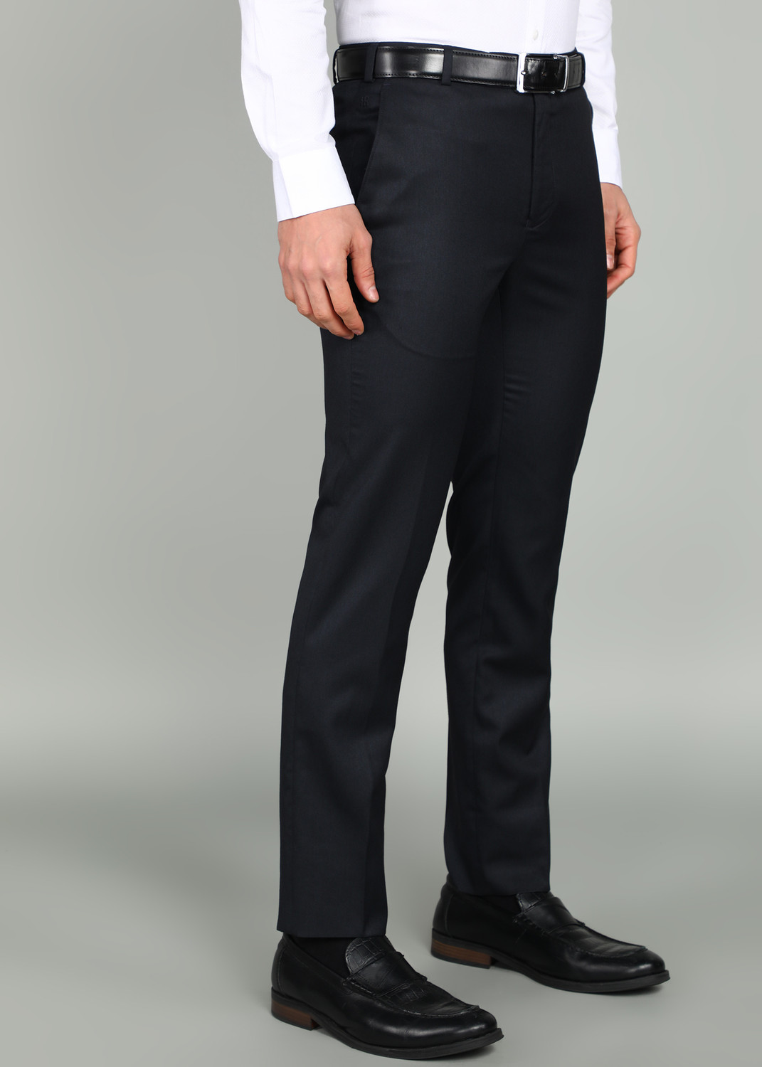 Image of Raymond Slim Fit Men Dark Blue Trousers