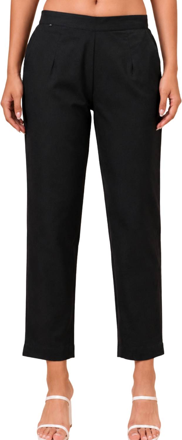 BIDAAS Regular Fit Women Black Trousers