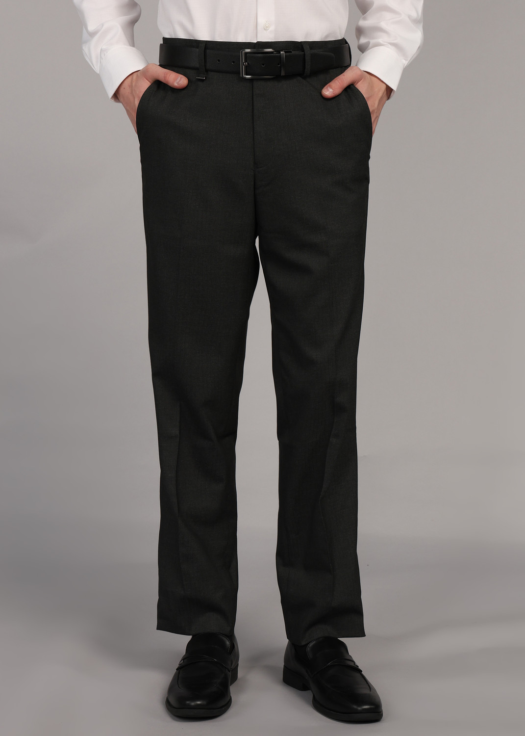 Image of VAN HEUSEN Regular Fit Men Grey Trousers