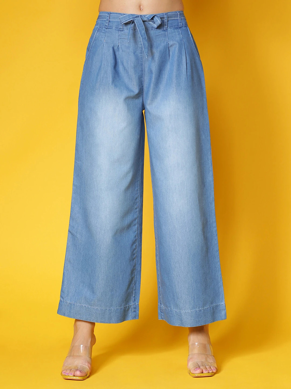Image of NOVIO Flared Women Blue Trousers