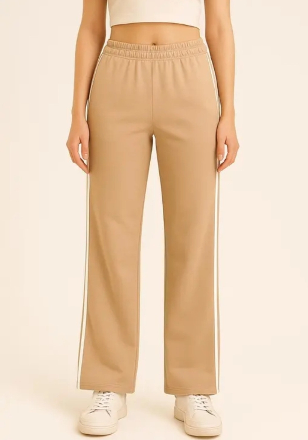 Image of HARI OM FASHION Straight Fit Women Beige Trousers