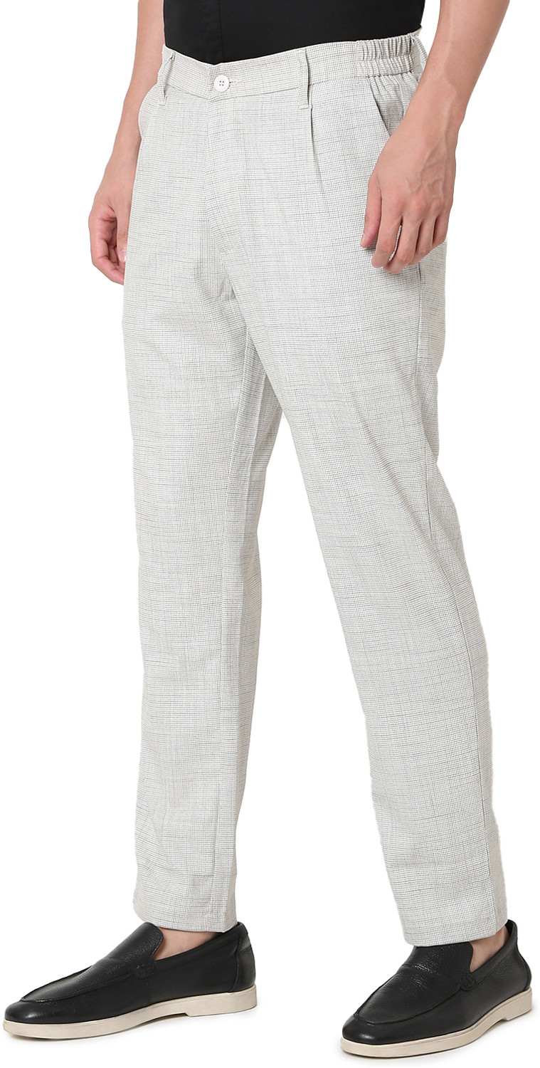 Image of Spykar Men Slim Fit White Polyester Trousers